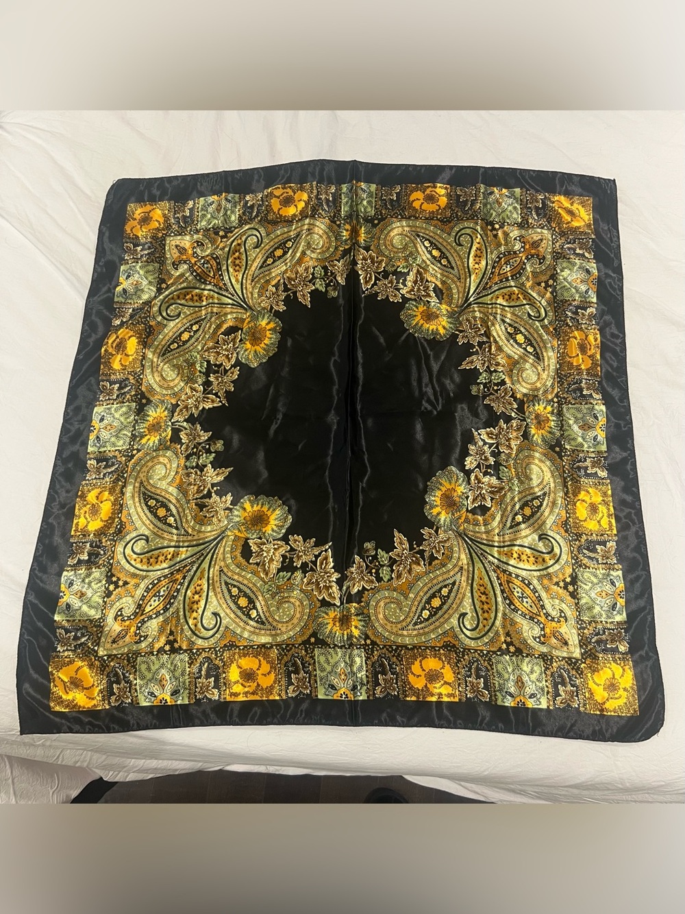 Black and Gold Paisley Decorative Scarf